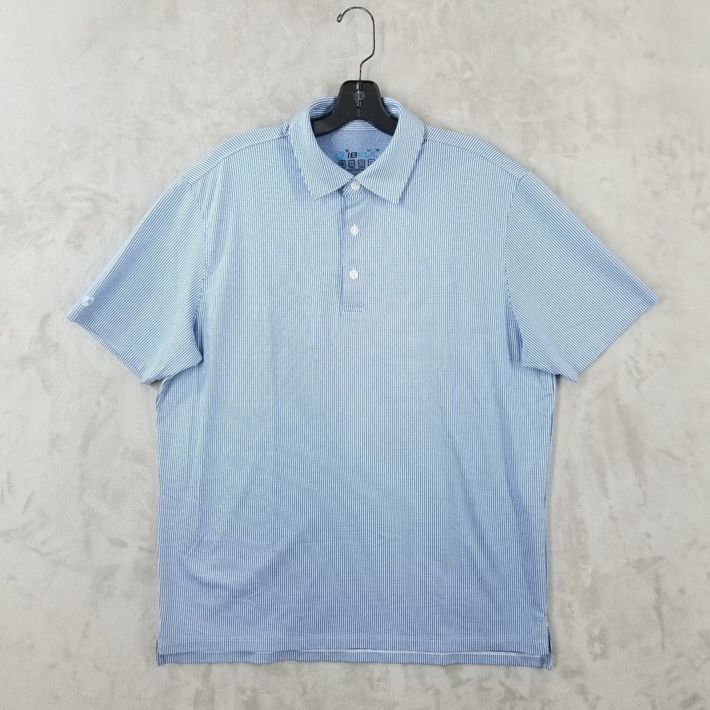 IBKUL Performance Polo Shirt Men‎ L Short Sleeve Blue Check Quick Dry UPF 50